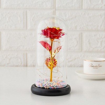 Rose glass cover Valentine's day gift Christmas gift gold foil flower creative decoration