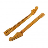 21 Fret Tiger Flame Maple Guitar Neck Replacement Guitar Neck for ST Electric Guitar Abalone Dots Natural